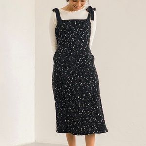 Olive Brand Black Midi Floral Dress